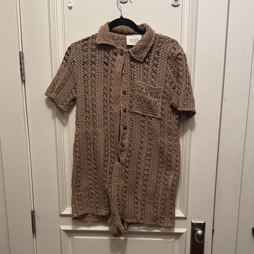 Benaar LA Beige Crochet Jumpsuit